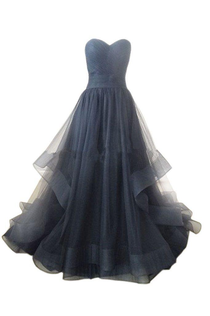 زفاف - A-line Sky Blue Organza Long Prom Dress /Wedding Dress AM300