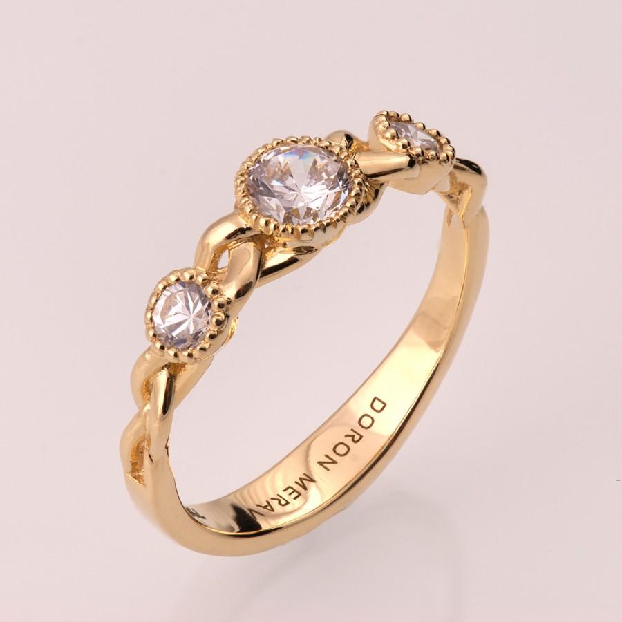 زفاف - Braided Engagement Ring 8 - 14K Gold and Diamond engagement ring,diamond ring, unique engagement ring, celtic ring, stackable ring, vintage