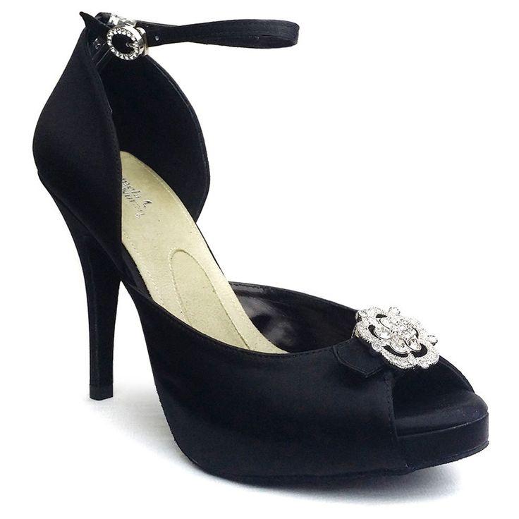Hochzeit - Angela Nuran Starletta Black Silk Wedding Shoes