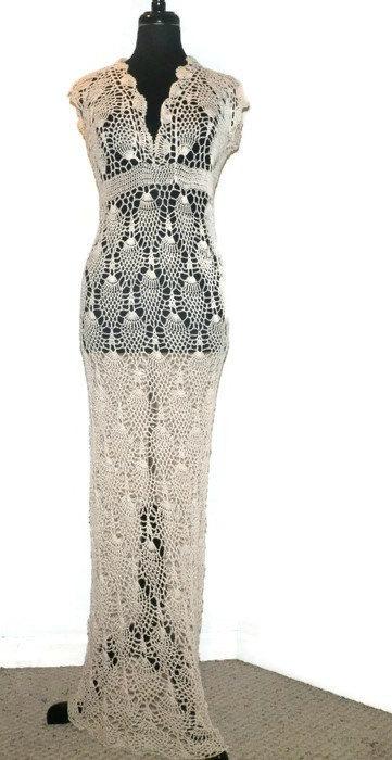 Mariage - Lace crochet wedding dress, pineapple crochet wedding gown