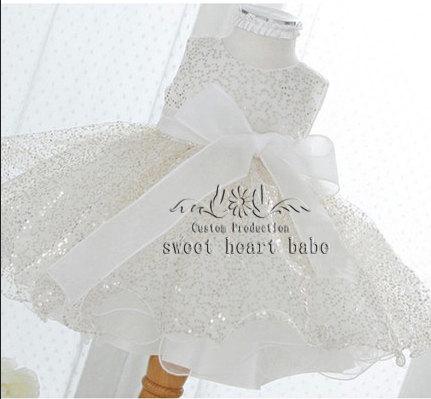 Hochzeit - Flower Girl Dress, flower girl dress with sequins-Christening dress-cheap Baby Dress-tulle Flower girl Dress ,birthday party dress-sw
