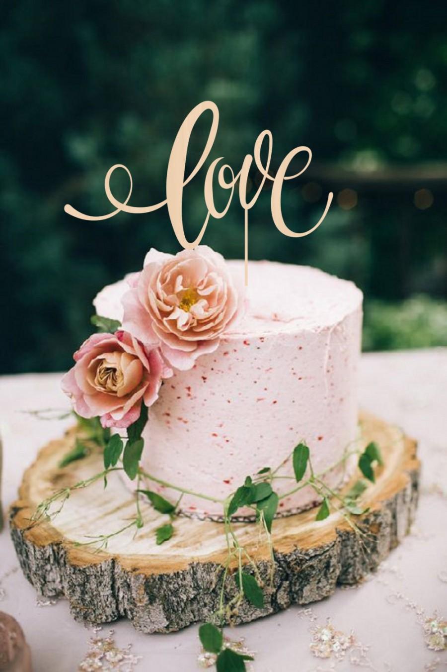 Hochzeit - LOVE Wedding Cake Topper Rustic Custom Cake Topper  Personalized  Wood Cake Topper Silver Cake Topper