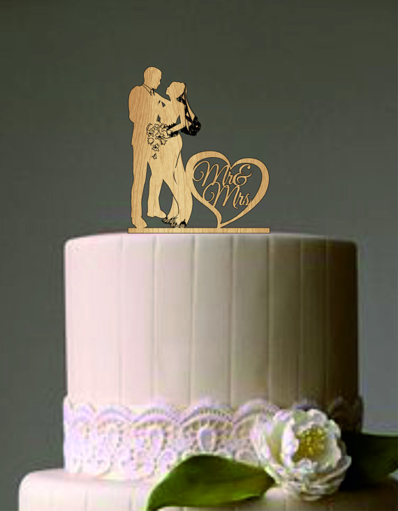 Wedding - Mr and Mrs Wedding Cake Topper - Silhouette Wedding Cake Topper - Wedding Cake Topper - Rustic Wedding Cake Topper - Wedding Decoration