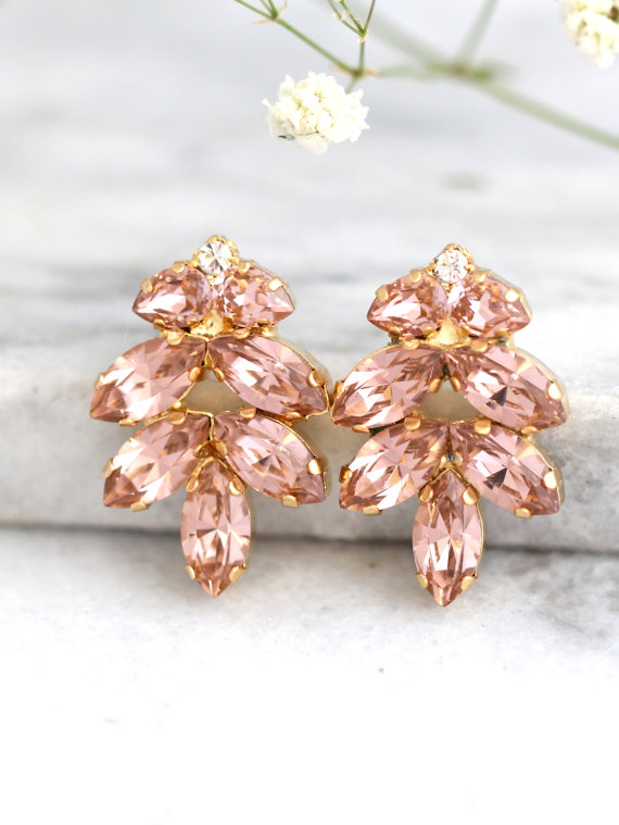 Mariage - Blush Earrings, Light Peach Earrings, Blush Pink Bridal Earrings, Swarovski Blush Earrings, Bridesmaids Earrings,Gift For Her,Blush Wedding