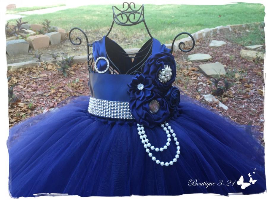 Mariage - Navy Blue Flower Girl Dress, Navy Blue tutu dress, Navy Blue Flower Girl Tutu Dress, Blue Flower Girl Dress, Blue Tutu Dress
