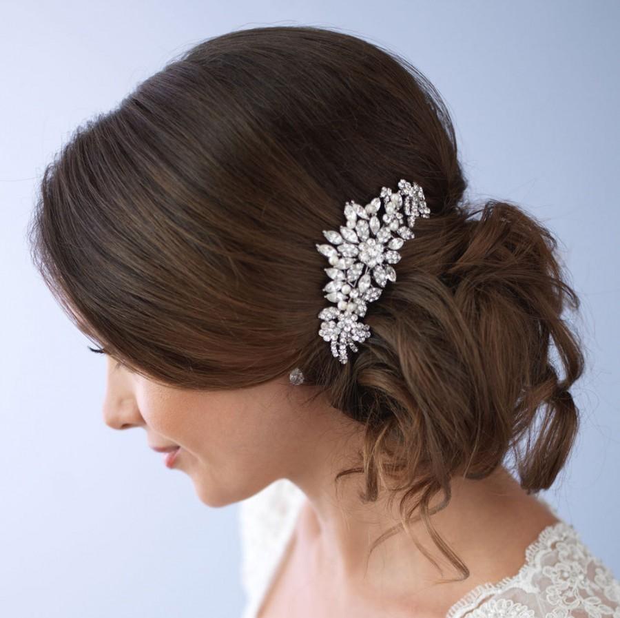 Hochzeit - Rhinestone Hair Comb, Pearl Bridal Hair Comb, Vintage Wedding Hair Comb, Bridal Hair Accessory, Bride Headpiece, Bridal Hair Clip ~TC-2228