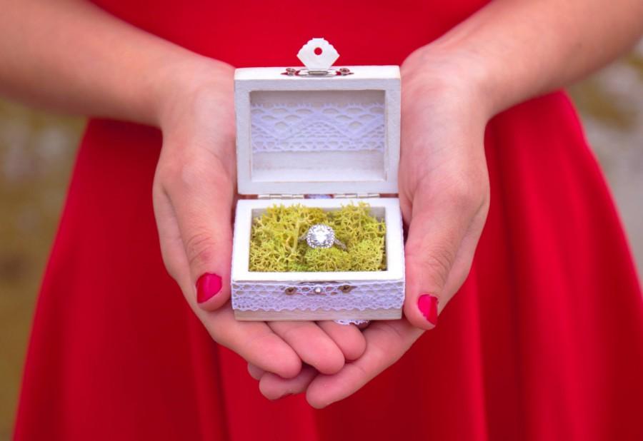 زفاف - Small box chest wood ring holder princess wedding fairy tales engagement box proposal holder for engagement ring box