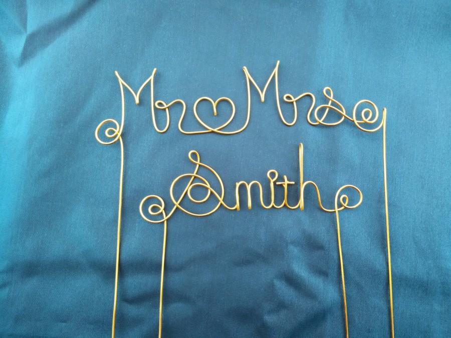 Mariage - Gold  cake topper,personalized wire cake topper,cake topper,we do sign, letters cake topper