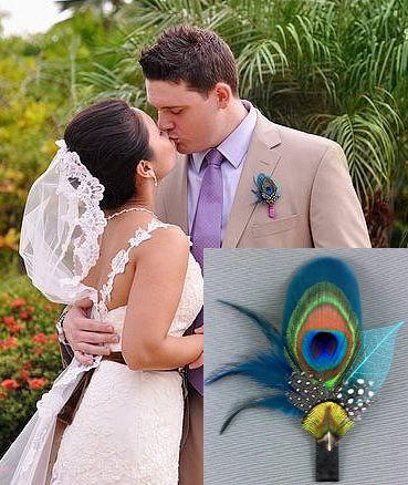 Hochzeit - Something Blue Bridal Hair Clip, Teal Hair Clip, Feather Fascinator, Peacock Wedding Headpiece, Bridesmaid Gift, Boutonniere Pin, PLUTORIA