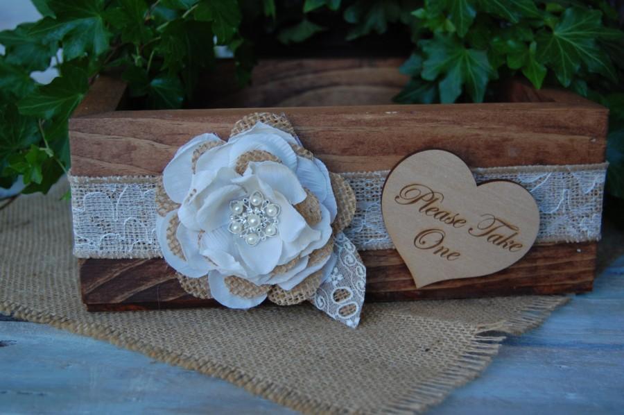 Свадьба - Rustic Program Box with Burlap and Shabby Chic Flower /Rustic Centerpiece Box/Shabby Chic Favor Box/Rustic Wedding Decor/Shabby Chic Wedding