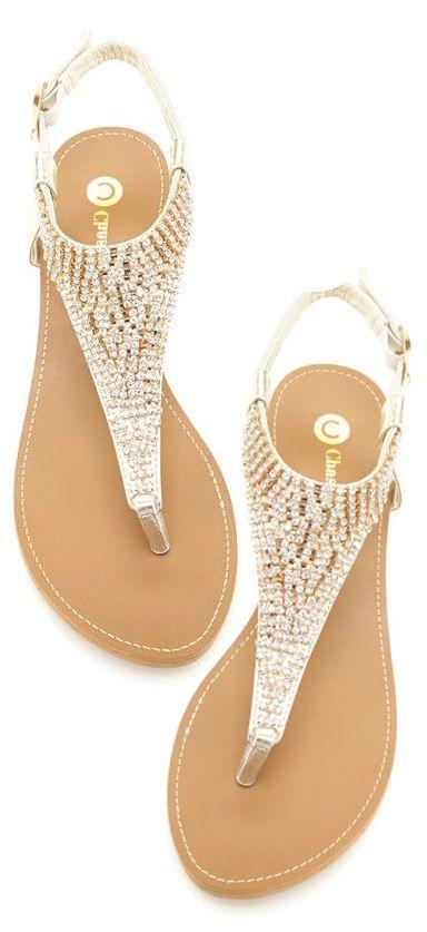 Hochzeit - Jewelled T-Strap Sandals
