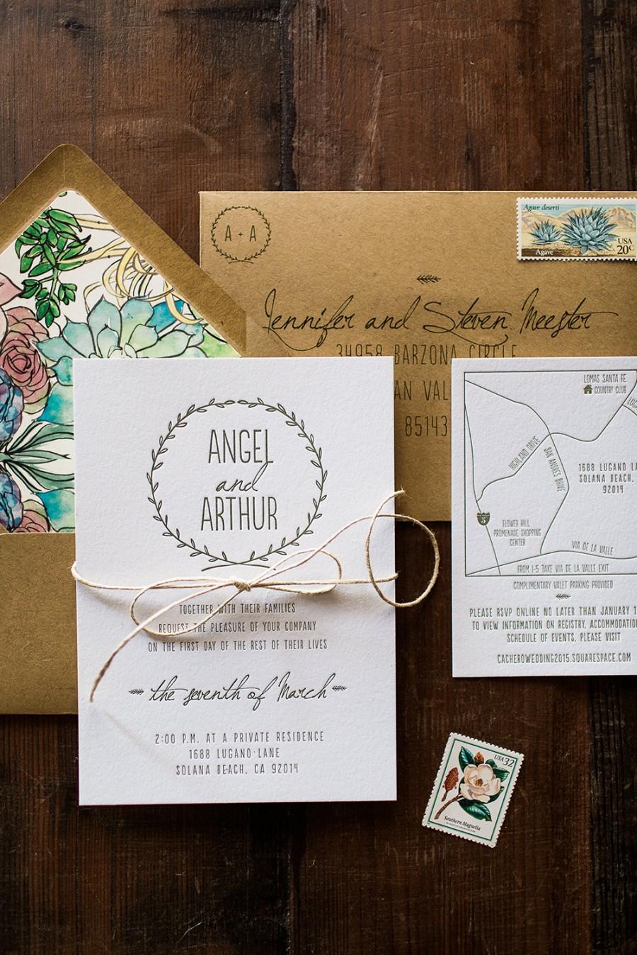 Mariage - Letterpress Wedding Invitation: Floral and Nature Inspired