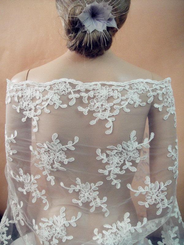 زفاف - Sale- Wedding Lace Fabric, Embroidery Lace Fabric for Bridal Dress, Wedding Gowns, Bodices, Bolero, Doll, Hat Making and Craft, 51 Inch Wide