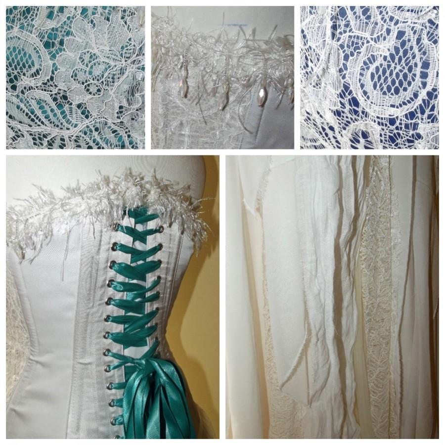 زفاف - Bohemian draping wedding dress. Alternative corset dress / prom. Ivory and accent colour of your choice Custom MADE TO ORDER/ measure