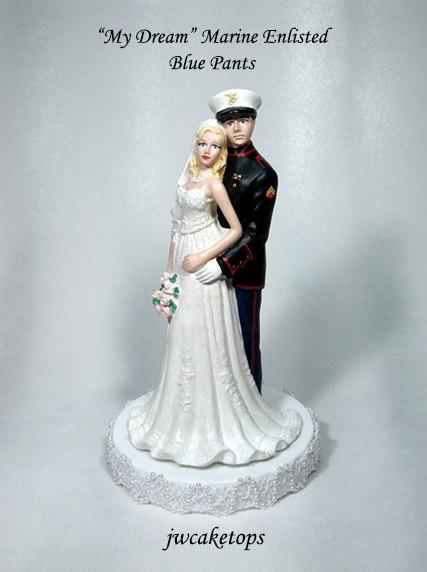 Mariage - Marine Enlisted USMC Military Wedding Cake Top Free Rank ! 49MEB