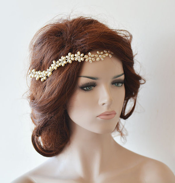 Hochzeit - Pearl Headband, Pearl Bridal Headpiece, Hair Accessories, wedding Headband, Bridal Accessories, Headpiece