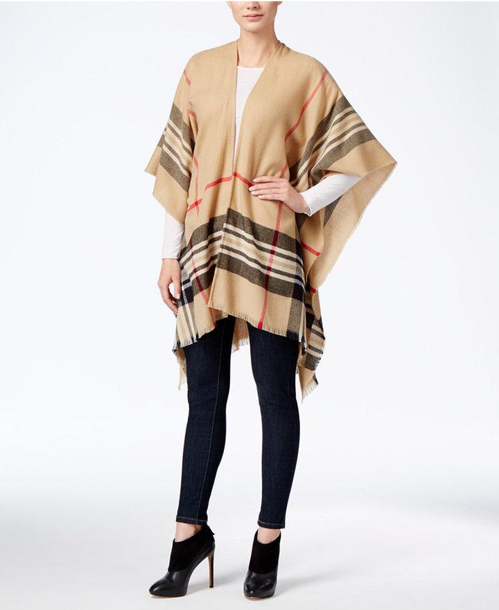 Mariage - Charter Club Lightweight Border Plaid Poncho, Only at Macy's