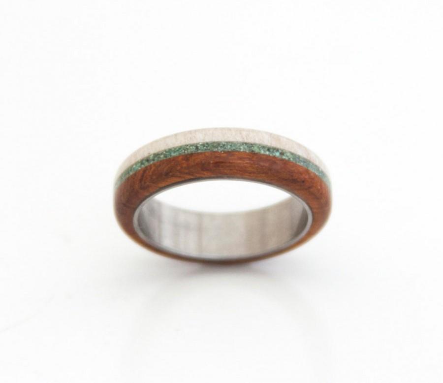 Mariage - Antler turquoise Wedding Band // mens turquoise wedding ring //Engagement ring // Antler ring Iron wood ring desert ironwood Green turquoise