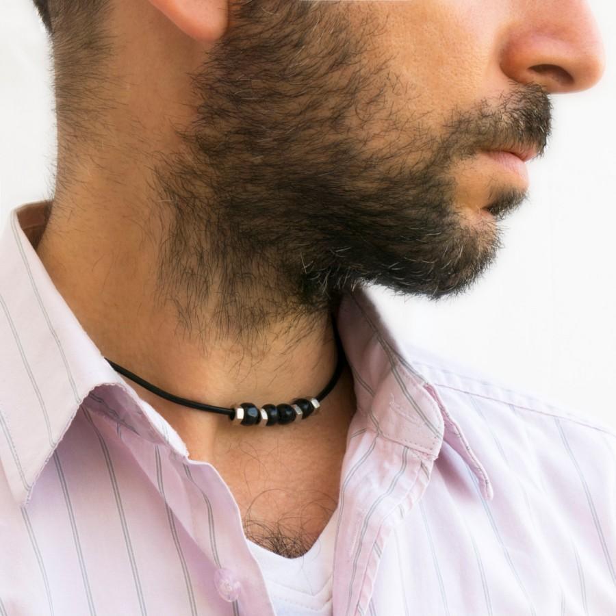 Свадьба - Men's Necklace - Men's Choker Necklace - Men's leather Necklace - Men's Jewelry - Men's Gift - Boyfriend Gift - Guys Necklace - Husband NL9