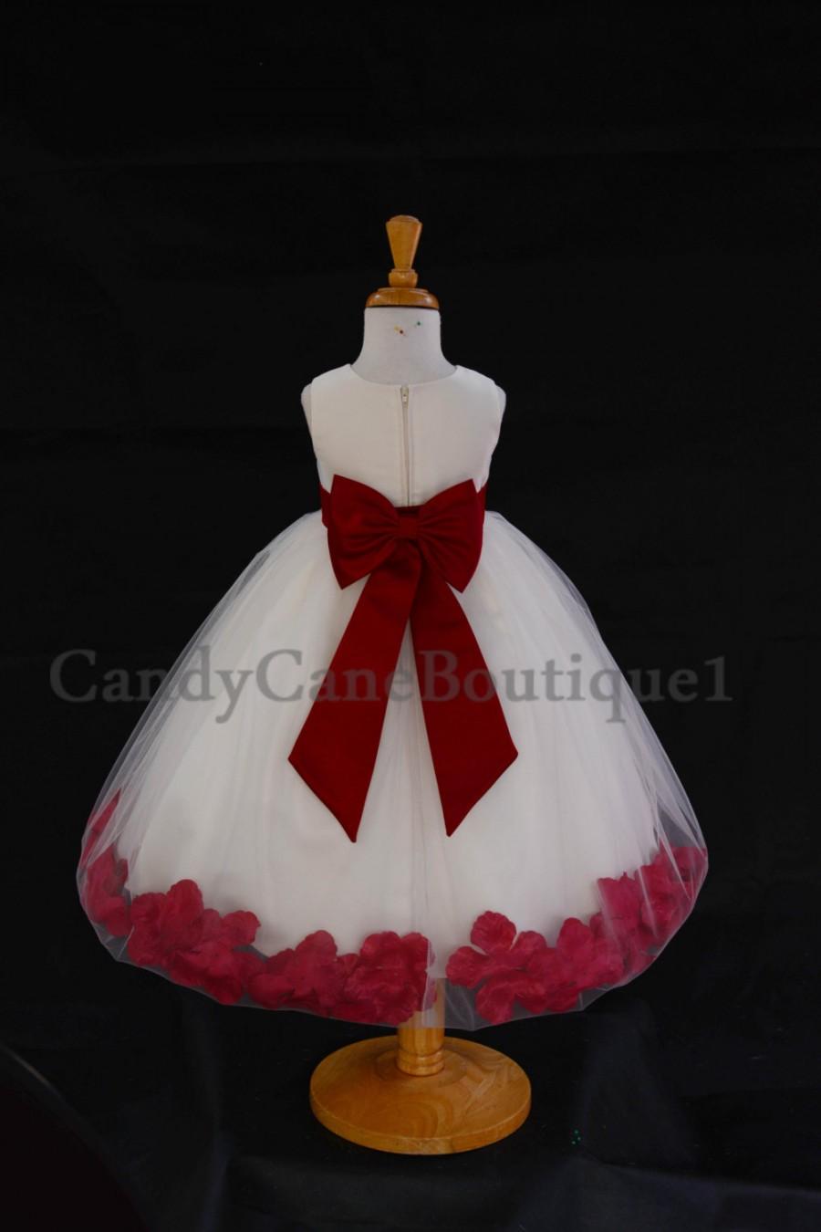 زفاف - Ivory Wedding Bridesmaid Handmade Tulle Style Flower Girl Dress Princess Toddler Pageant Recital Rose Petals Special Occasions Party EY07P