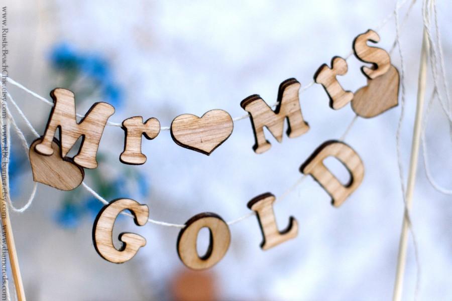 Wedding - Personalized  Mr. Mrs.and YOUR name Сustom Wedding Cake Topper WOOD Banner
