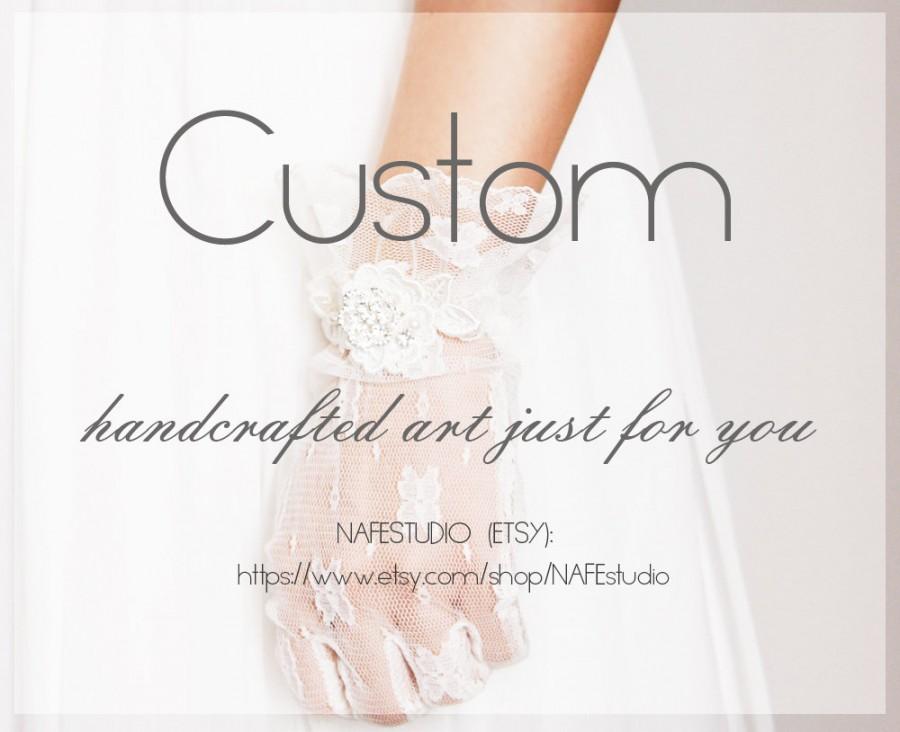 زفاف - Reserved for Stephanie - Custom Silver Ivory Embroidery Lace Garter