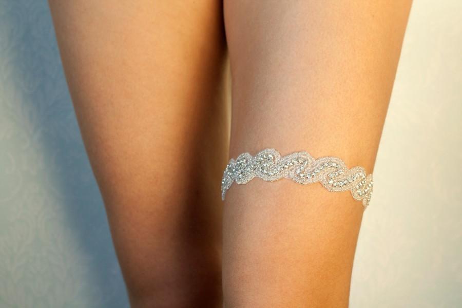 Hochzeit - Bridal rhinestone garter, wedding garter belt, glamour garter, gift for bride