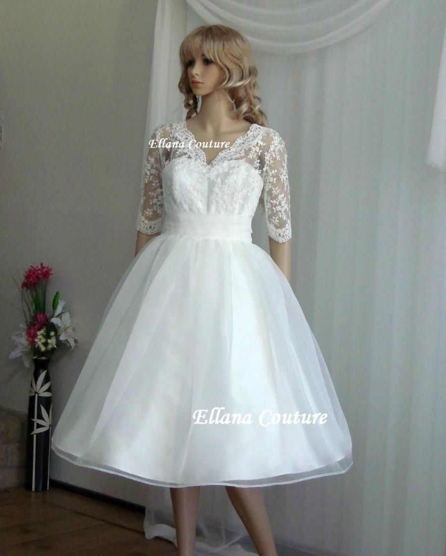 Hochzeit - Ariel - Tea Length Wedding Dress. Vintage Inspired Design.
