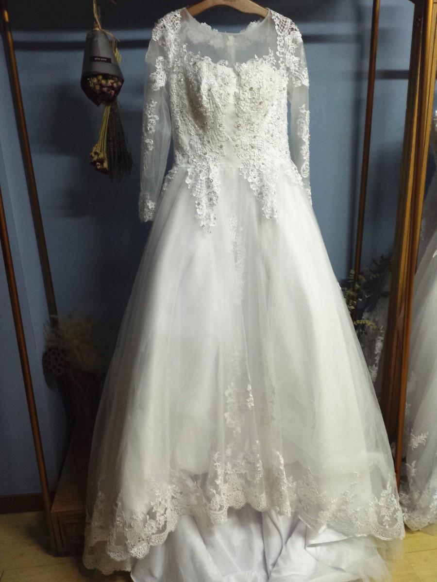 Wedding - Aliexpress.com : Buy Illusion Neck and Shher Back Long Sleeves Princess Wedding Dresses with Crystals Plus Size Made to Order from Reliable wedding dresses alvina valenta suppliers on Gama Wedding Dress