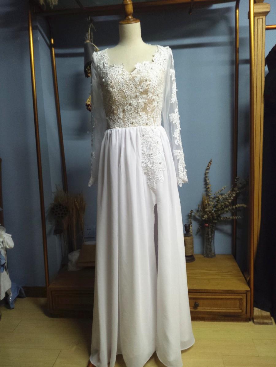 Wedding - Aliexpress.com : Buy Queen Anna Neck Full Sleeves Floor Length Wedding Dress with Pearls from Reliable wedding dresses with a little color suppliers on Gama Wedding Dress
