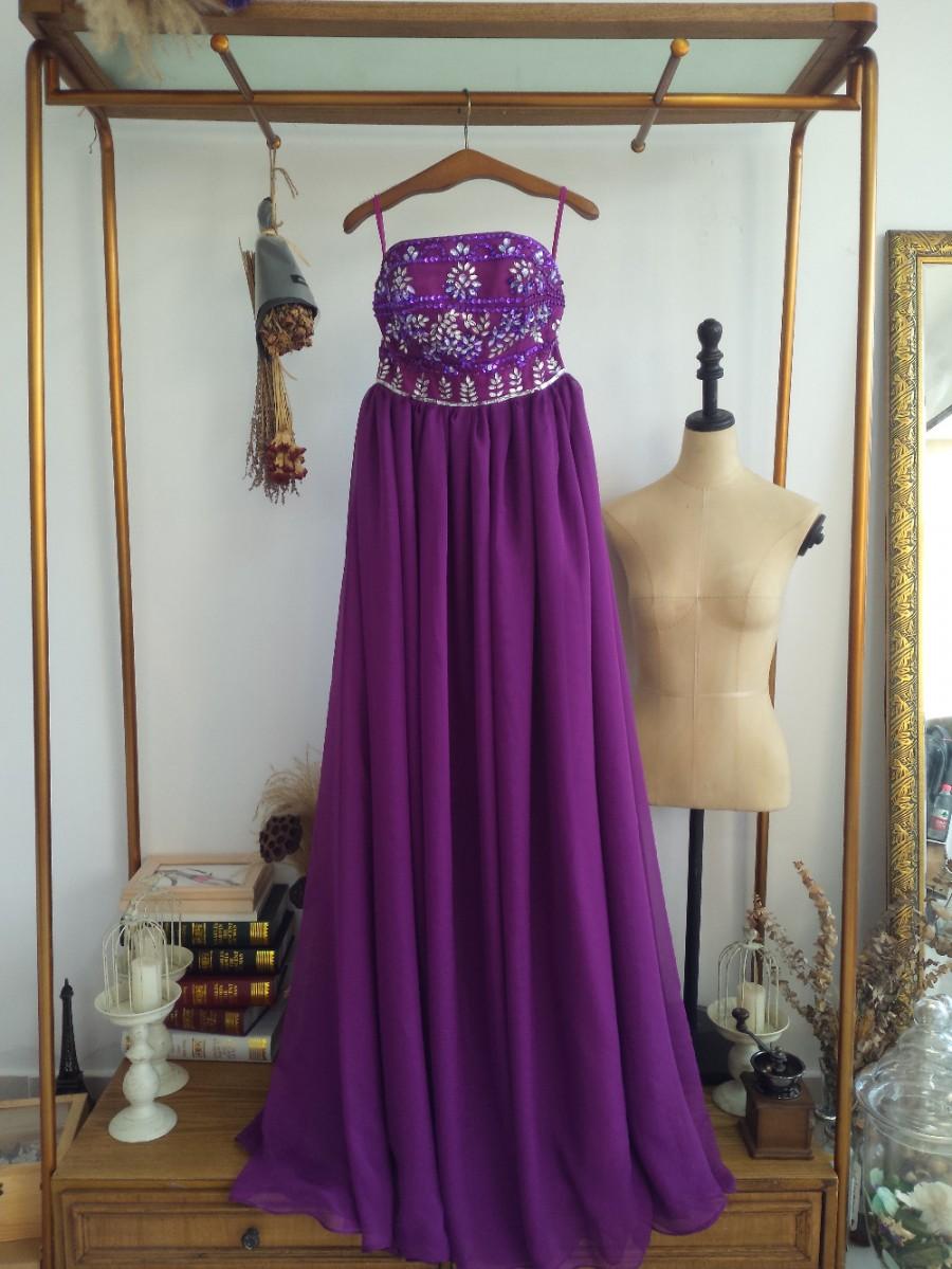 Mariage - Aliexpress.com : Buy Strapless Floor Length Purple Chiffon Prom Dress Formal Occasion Dress with Beading from Reliable dress day suppliers on Gama Wedding Dress