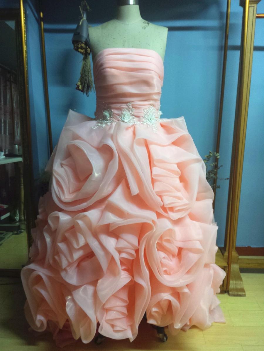 زفاف - Aliexpress.com : Buy Strapless Sleeveless Floor Length Ball Gown Ruffled Prom Dresses with Corded Appliques from Reliable gowns for big women suppliers on Gama Wedding Dress