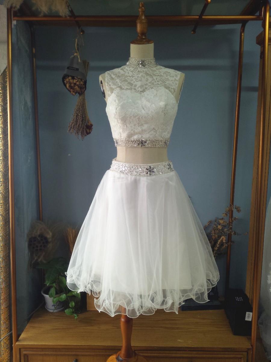 زفاف - Aliexpress.com : Buy High Collar Knee Length Short 2 Pieces Graduation Dress Party Dress from Reliable dresses europe suppliers on Gama Wedding Dress