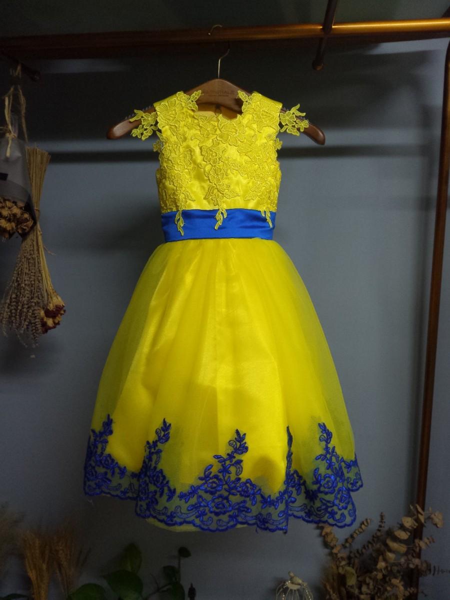 زفاف - Aliexpress.com : Buy O Neck Ankle Length Little Princess Yellow Flower Girl Dresses with Sash Ribbon from Reliable dress fall suppliers on Gama Wedding Dress