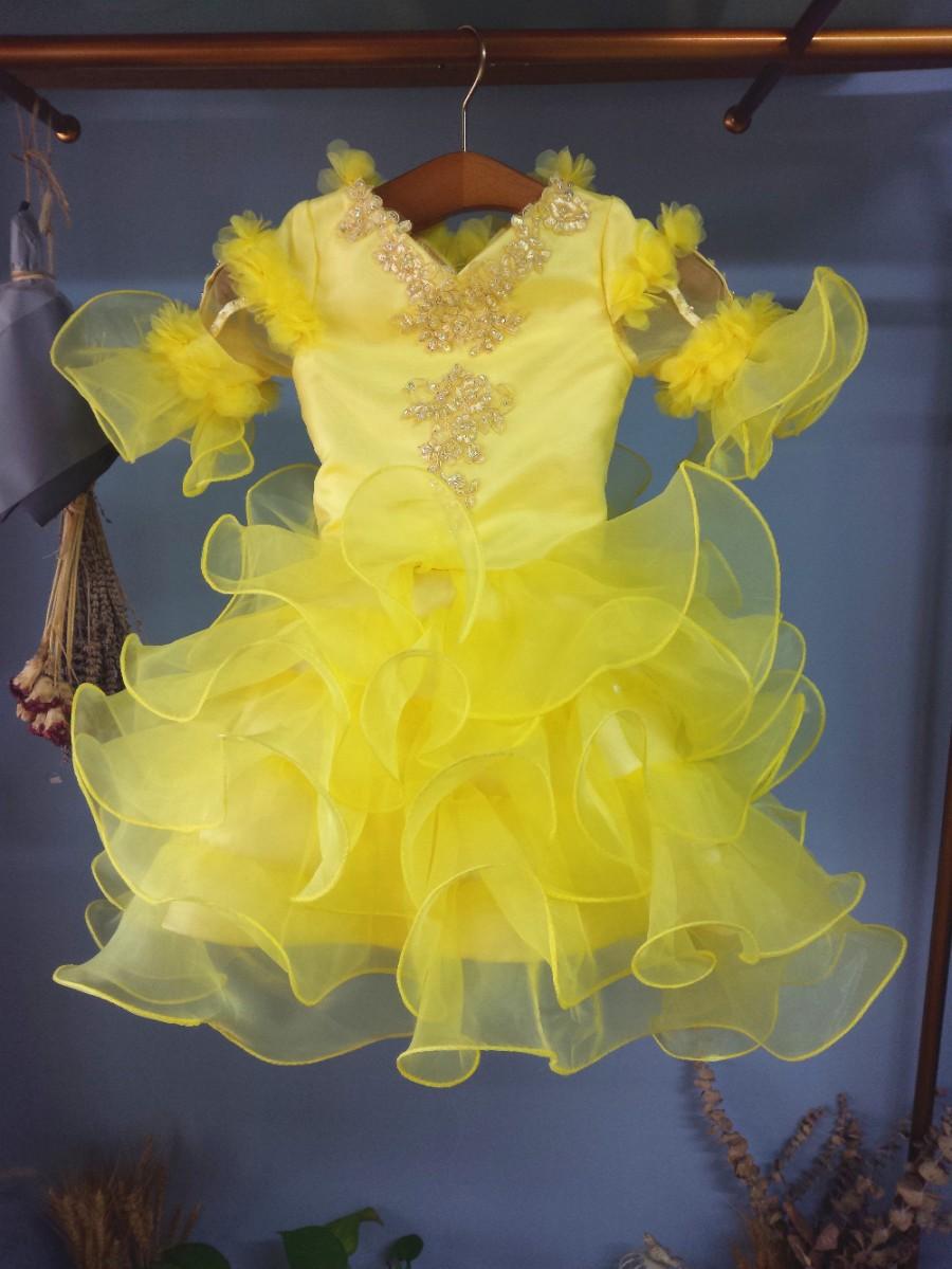 زفاف - Aliexpress.com : Buy Yellow Ball Toddler Dress Organza Flower Girl Dress Pageant Dress from Reliable dresses pageant suppliers on Gama Wedding Dress