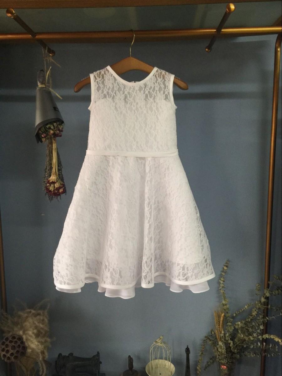 زفاف - Aliexpress.com : Buy O Neck Girls' Lace Dress with Ribbon Sash from Reliable dress champagne suppliers on Gama Wedding Dress