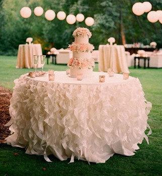 Mariage - Lavish Curly Willow Ruffled/Ruffles Organza Table Skirt- Various Colors and Sizes Available