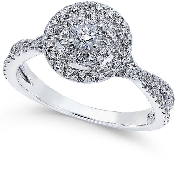 Свадьба - Diamond Halo Engagement Ring (3/4 ct. t.w.) in 14k White Gold
