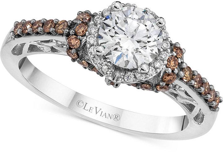 Hochzeit - Le Vian® Chocolatier Diamond Engagement Ring (1-1/6 ct. t.w.) in 14k White Gold