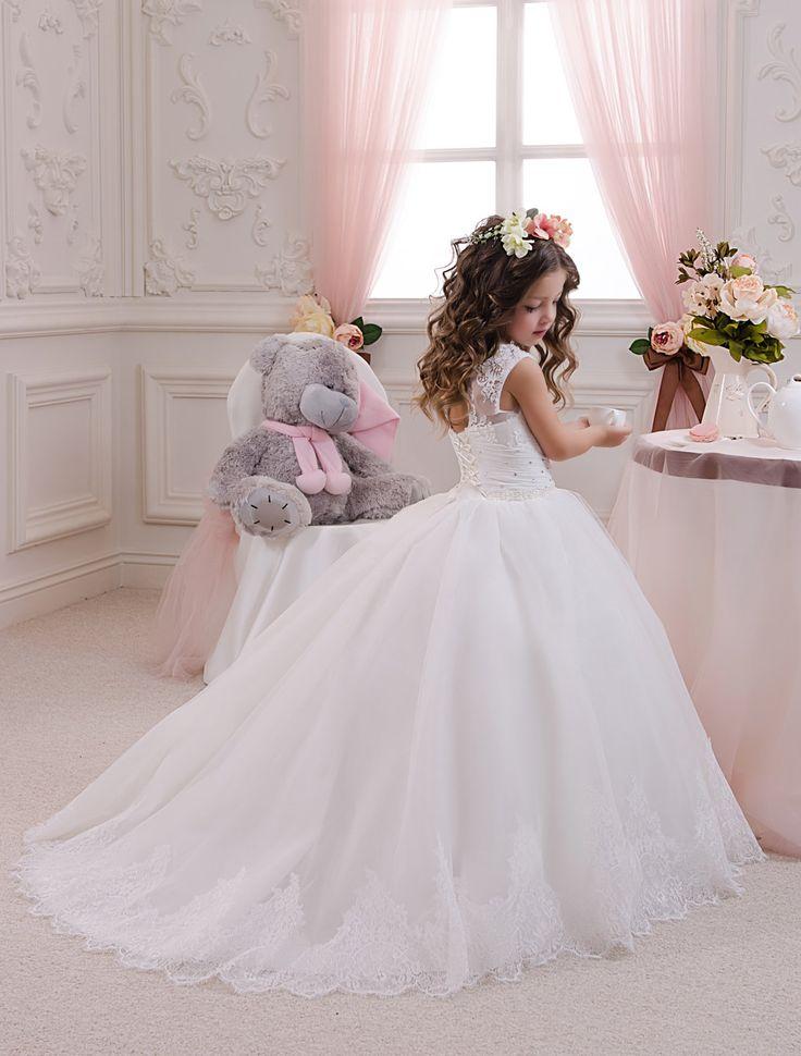 Wedding - Ivory Flower Girl Dress - Wedding Party Holiday Birthday Bridesmaid Flower Girl Ivory Tulle Dress
