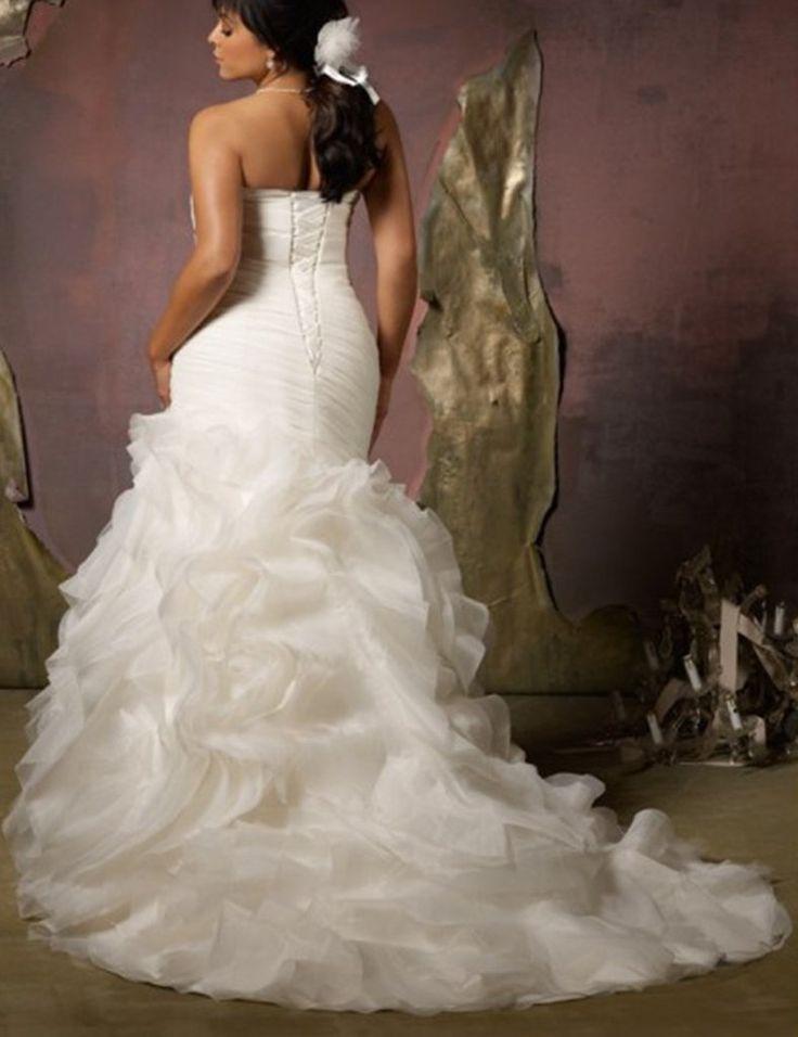 Hochzeit - Plus Size Mermaid Style Ruched Ruffled Trumpet Wedding Dress :: Autumn Collection