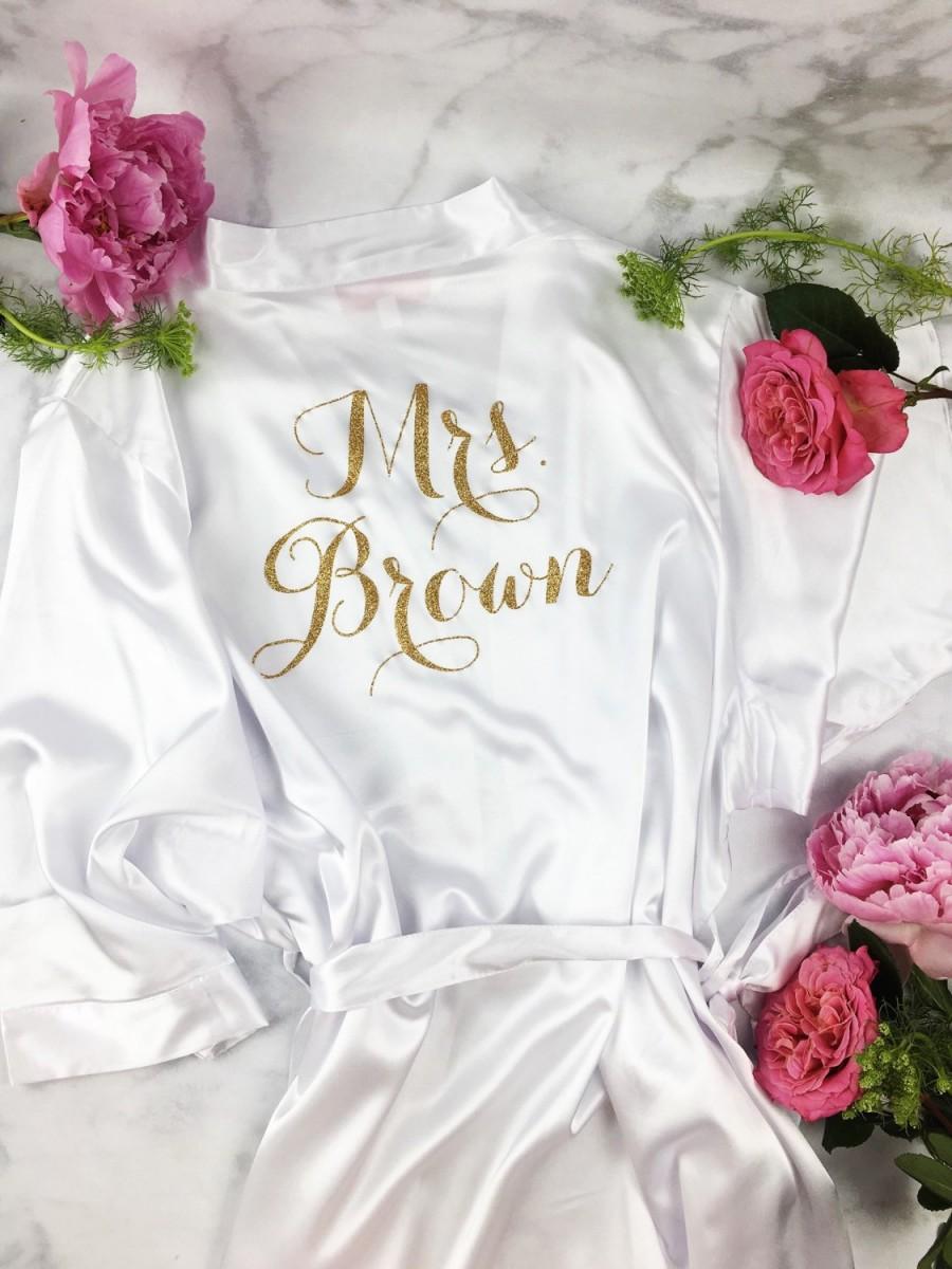Свадьба - Bride Robe - Wedding Day Robe - Glitter Bridal Robe - Bride Satin  - Bridal Lingerie Shower Gift - Bridesmaid Robe -Blush Robe