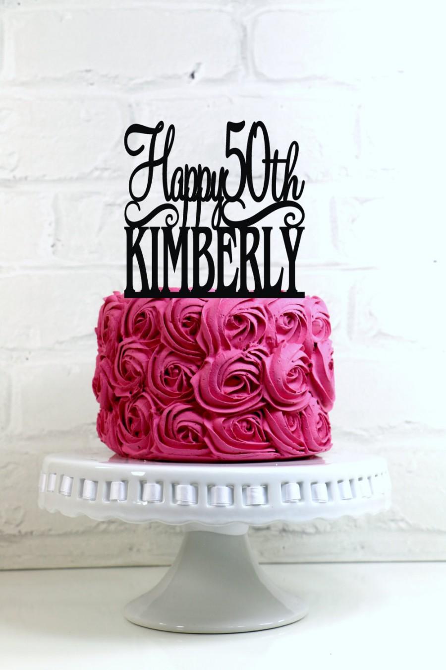 Свадьба - Happy 50th Birthday Cake Topper Personalized with Name and Age