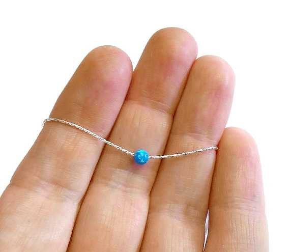 Wedding - Opal necklace, Sterling Silver, opal bead necklace, tiny opal necklace, ball necklace, dot opal necklace