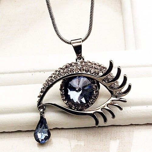Wedding - Blue Crystal Eye With Eye Drop Necklace