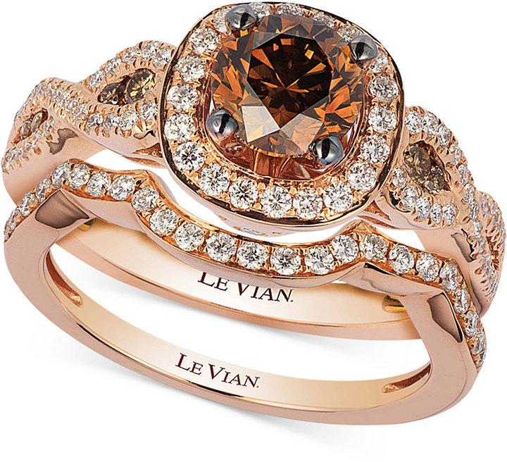 Le Vian® Chocolatier Diamond Bridal Set (15/8 Ct. T.w.) In 14k Rose Gold 2587970 Weddbook