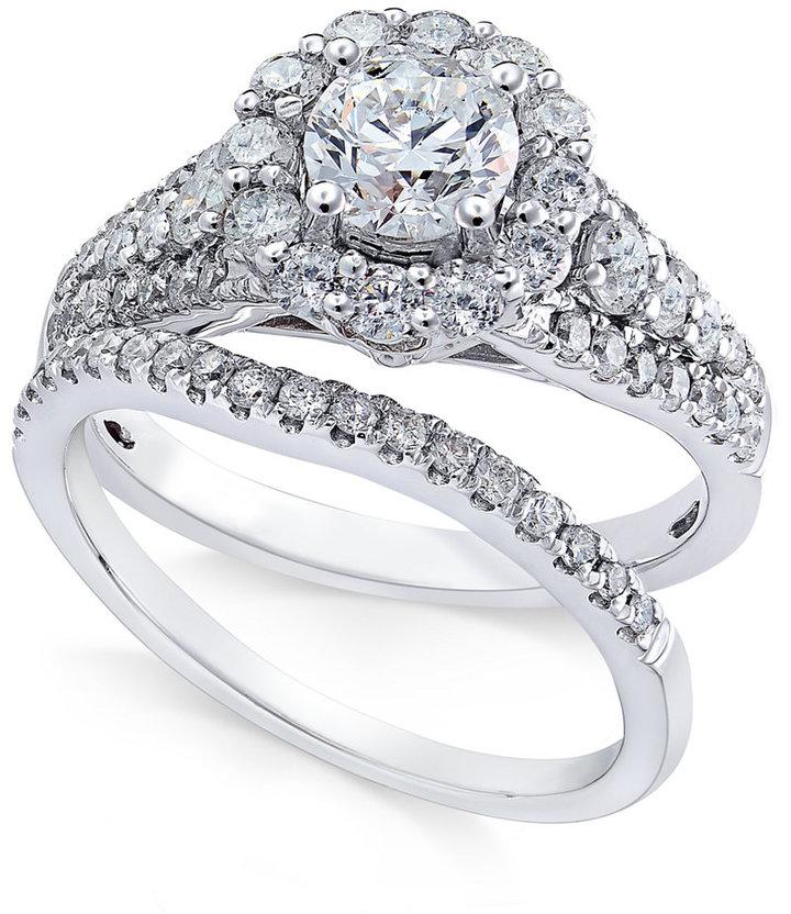 زفاف - Diamond Halo Bridal Set (1-3/4 ct. t.w.) in 14k White Gold