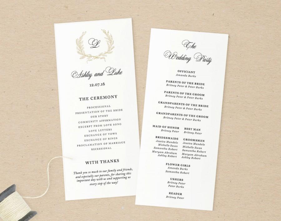 Hochzeit - Wedding Programs Template,Printable Programs, Instant Download, Editable Artwork and Text Colour, Edit in Word or Pages