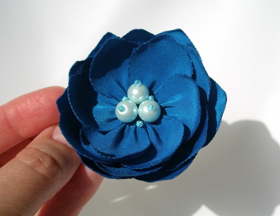 Свадьба - Blue Lotus Flower  Pin Or Hair Clip