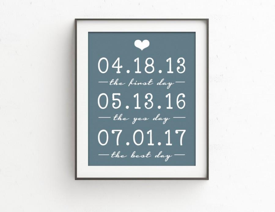 Mariage - The First Day Wedding Gift Art Print Engagement Gift for Husband Birthday Gift for Husband Anniversary Gift for Wife Paper Anniversary Gift